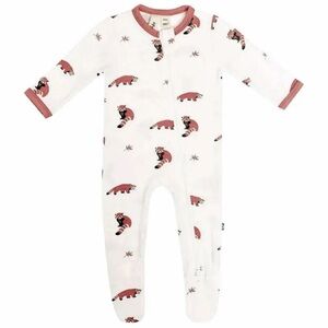 KYTE BABY BAMBOO DOUBLE ZIPPERED FOOTIE SLEEPER IN RED PANDA EUC Newborn